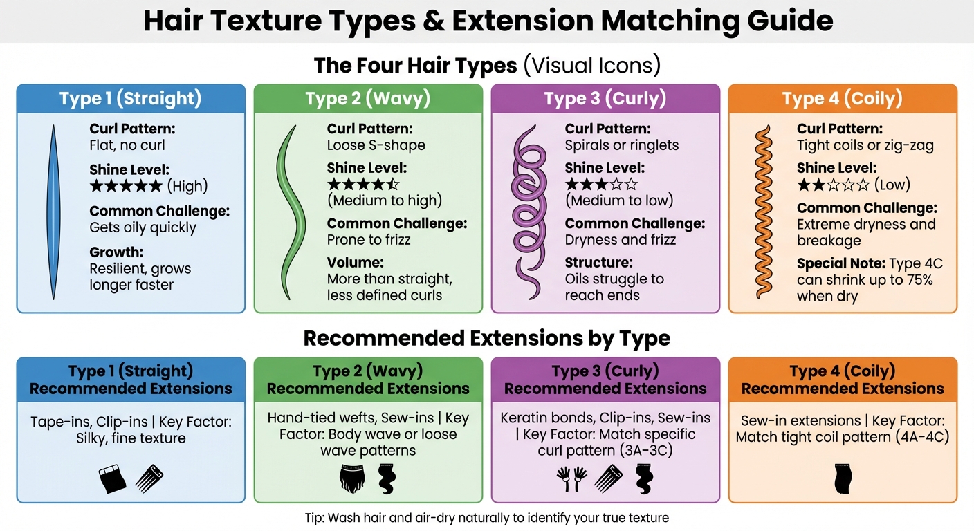 Hair Types and Extension Matching Guide: Types 1-4 Comparison Chart