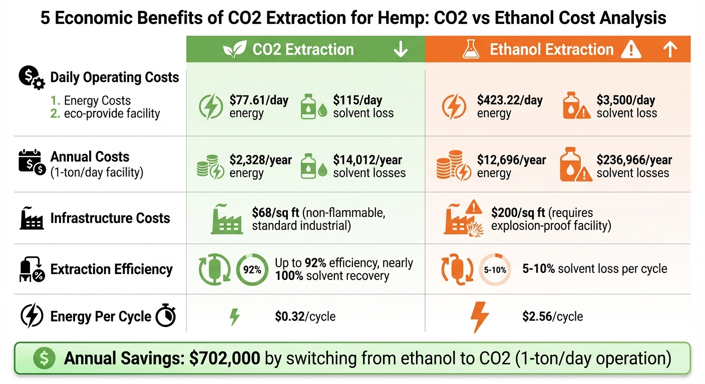 CO2 vs Ethanol Hemp Extraction: Cost Comparison Infographic