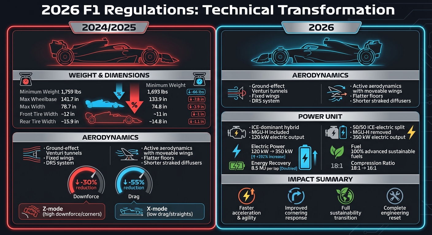 F1 2024 vs 2026 Technical Regulations Comparison