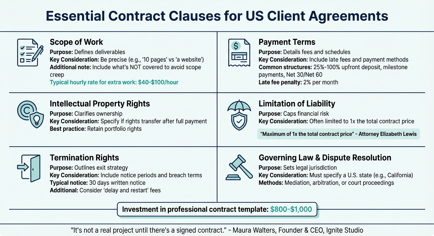 Essential Contract Clauses for US Client Agreements: 6 Key Elements
