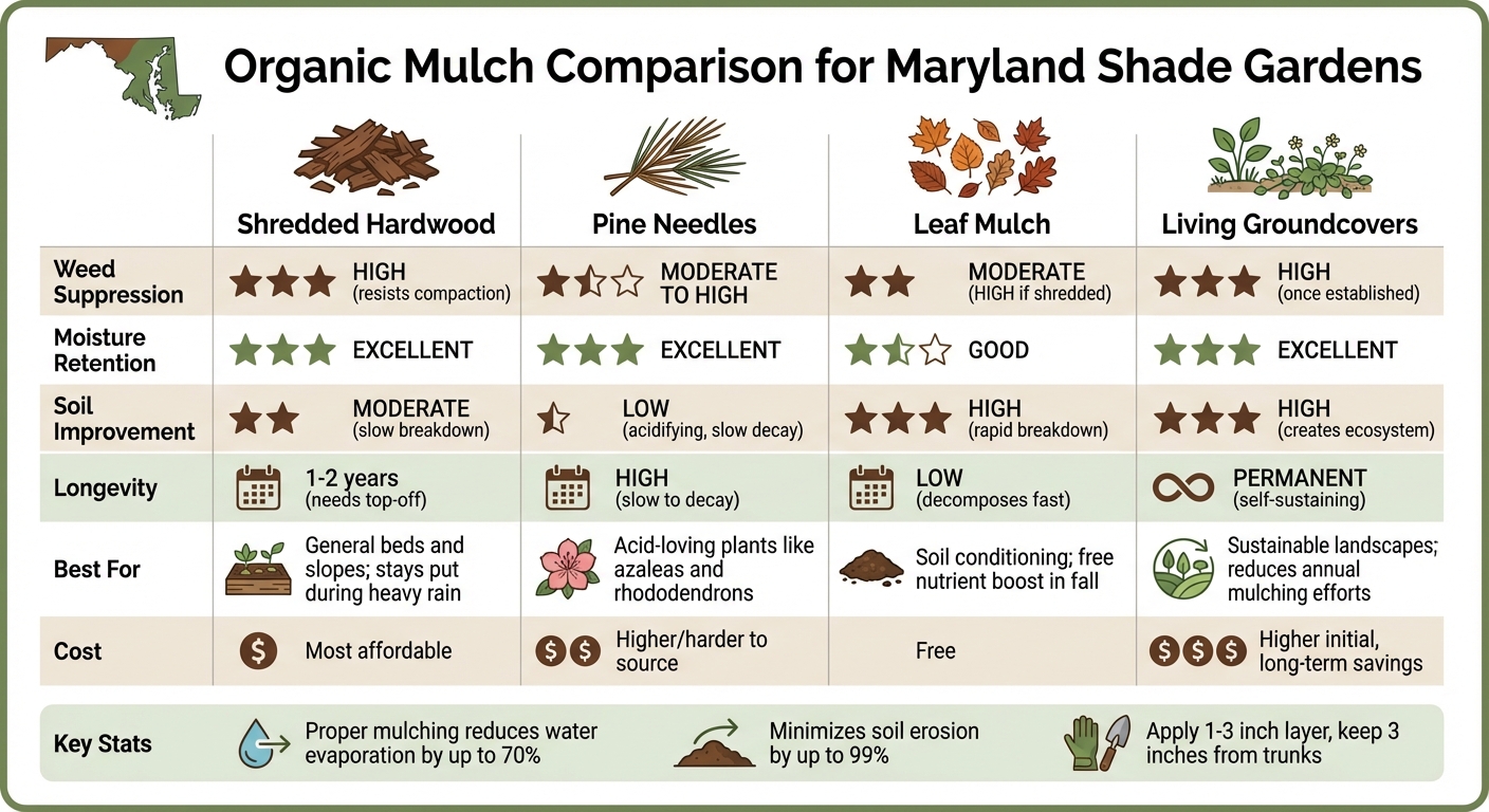 Comparison of Organic Mulch Types for Maryland Shade Gardens