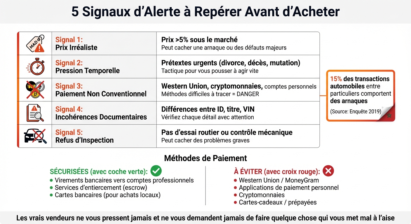 Signaux d'alerte arnaques importation voitures Maroc