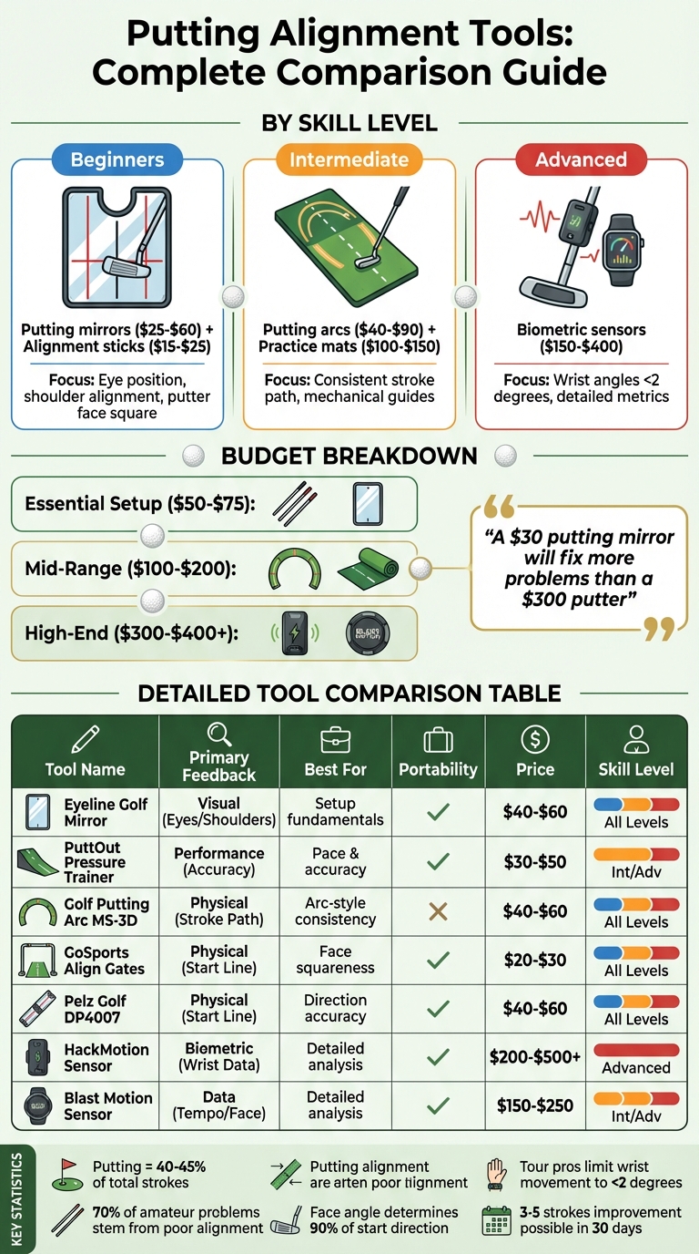 Putting Alignment Tools Comparison Guide by Skill Level and Budget