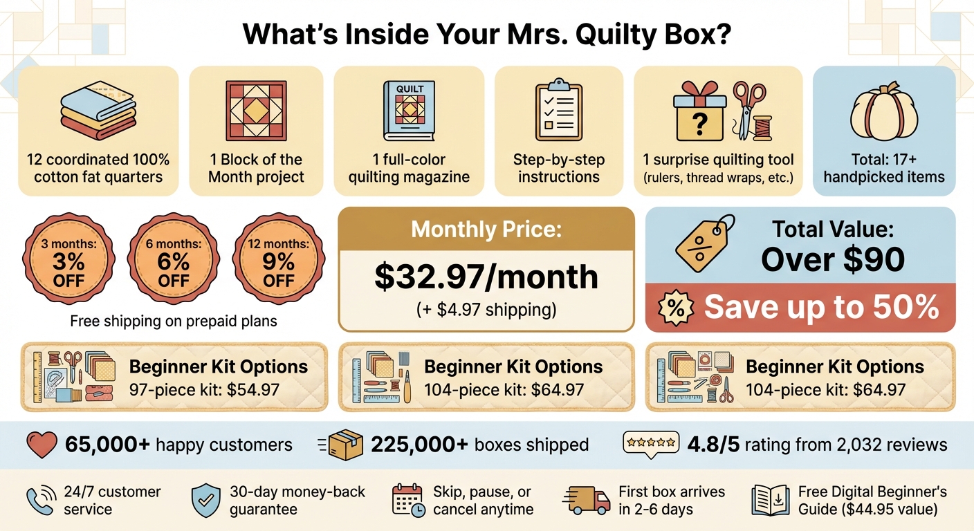Mrs. Quilty Subscription Box Contents and Pricing Breakdown