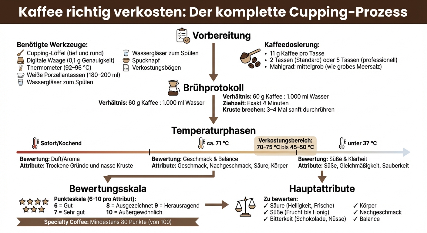 Kaffeeverkostung Schritt-für-Schritt: Cupping-Prozess und Temperaturbewertung