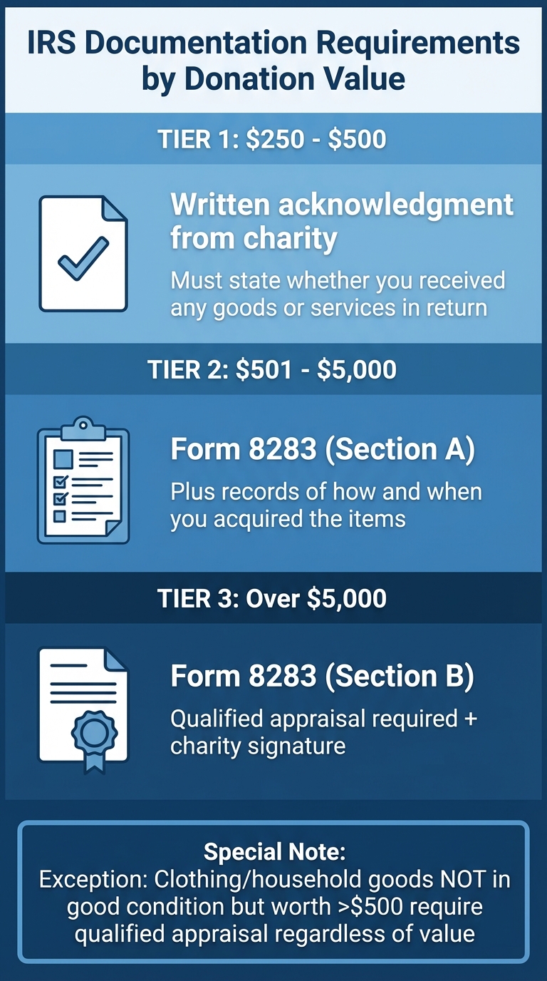 IRS Documentation Requirements by Donation Value