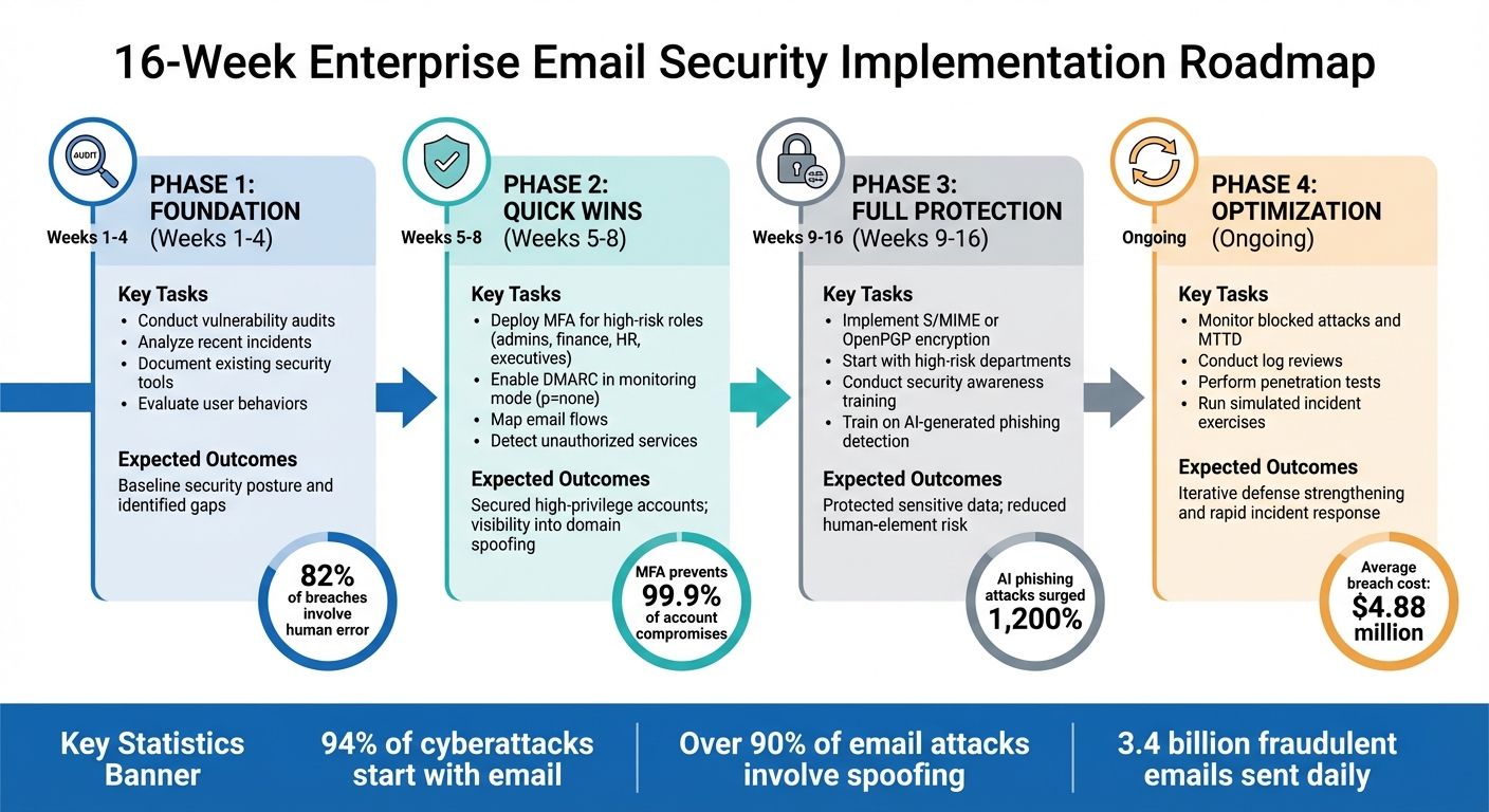 16-Week Enterprise Email Security Implementation Roadmap