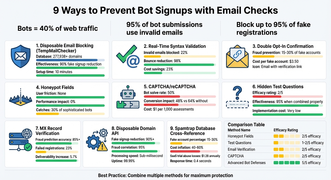 9 Email Validation Methods to Block Bot Signups: Effectiveness Comparison
