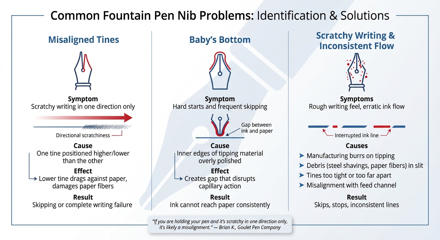 Fountain Pen Nib Problems: Symptoms, Causes, and Solutions Guide