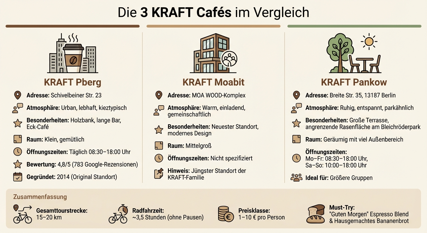 KRAFT Café Standorte Berlin Vergleich: Pberg, Moabit und Pankow