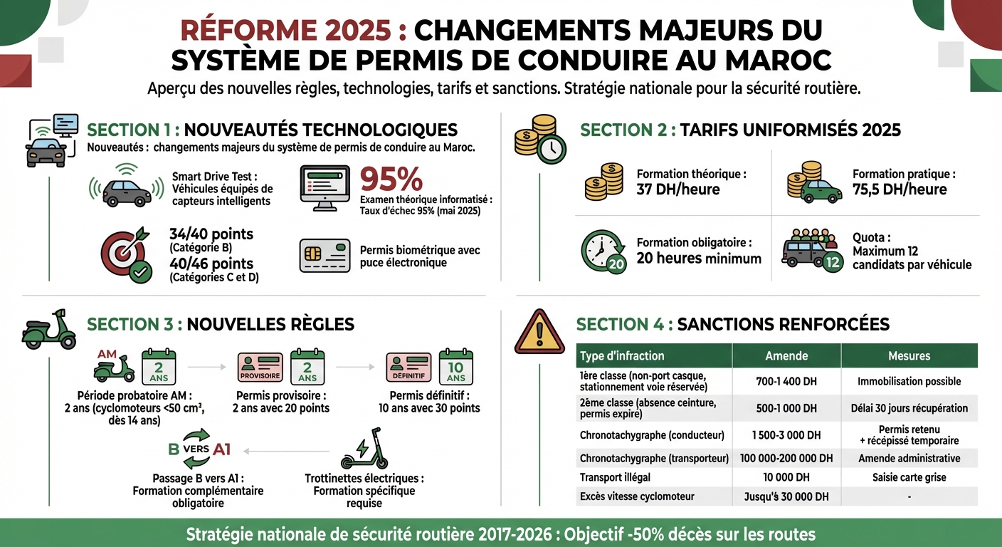 Tarifs et sanctions du permis de conduire marocain 2025