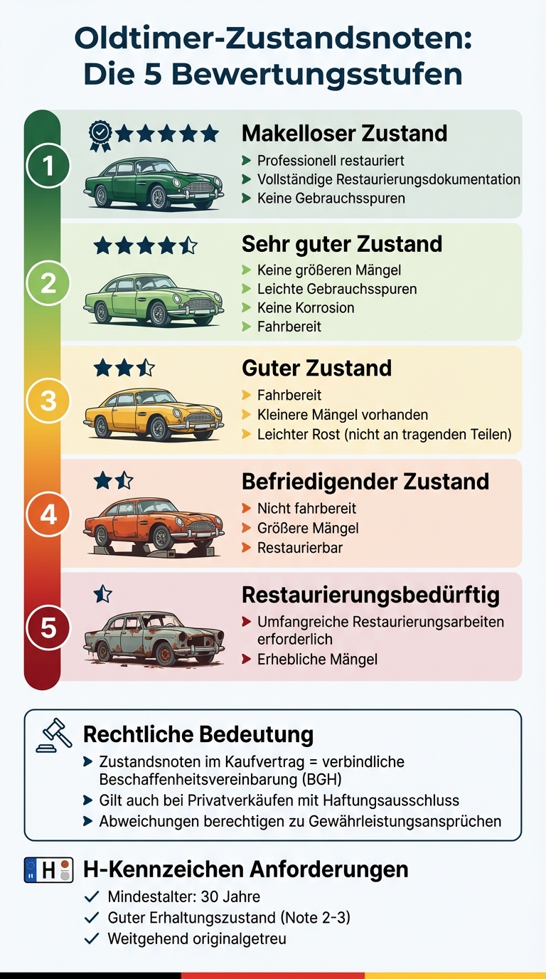 Oldtimer-Zustandsnoten Skala 1-5: Bewertungskriterien und rechtliche Bedeutung