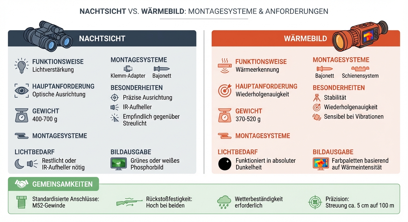 Nachtsicht vs. Wärmebild Montage-Anforderungen Vergleich