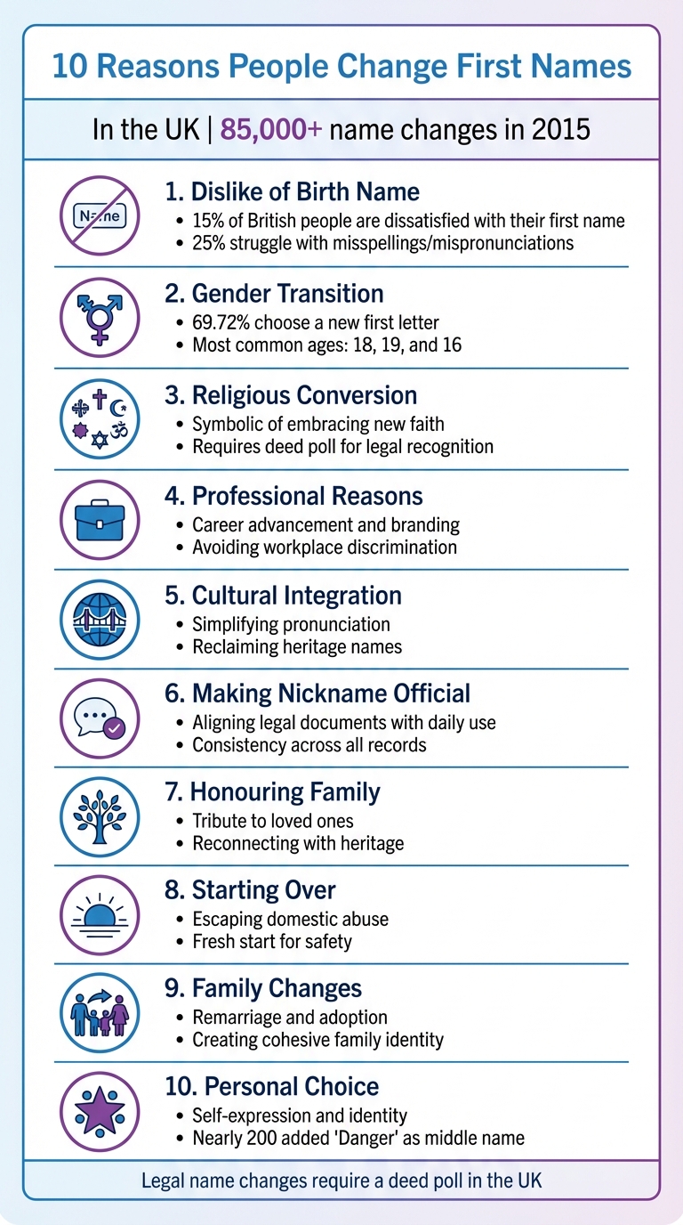 Top 10 Reasons People Change Their First Names in the UK