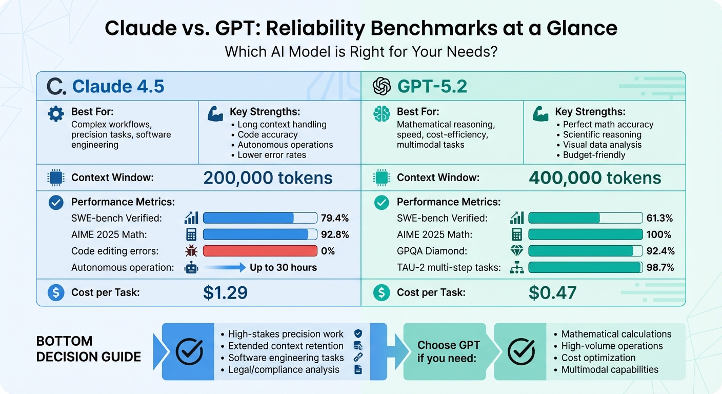 Claude vs GPT Reliability Comparison: Key Metrics and Performance Benchmarks