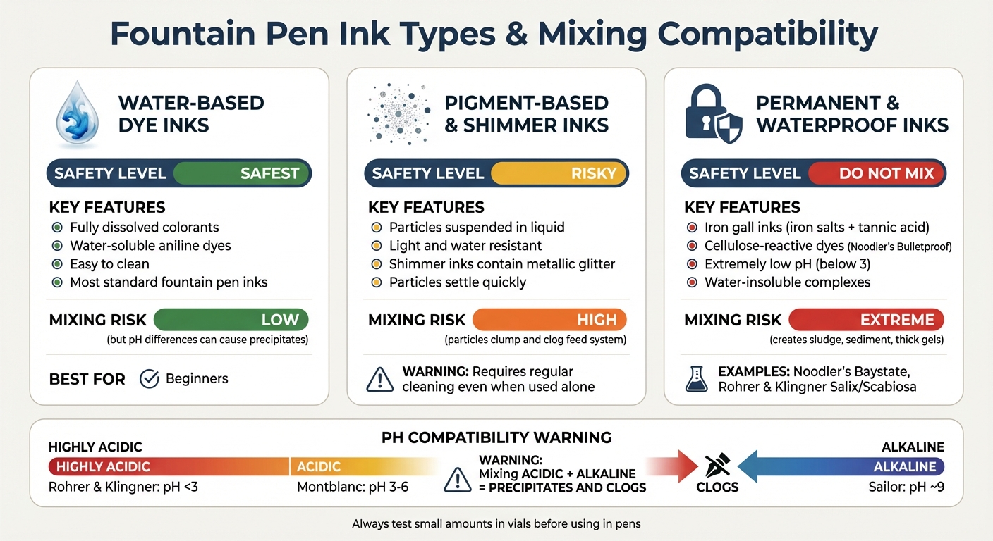 Fountain Pen Ink Types Compatibility Guide for Safe Mixing