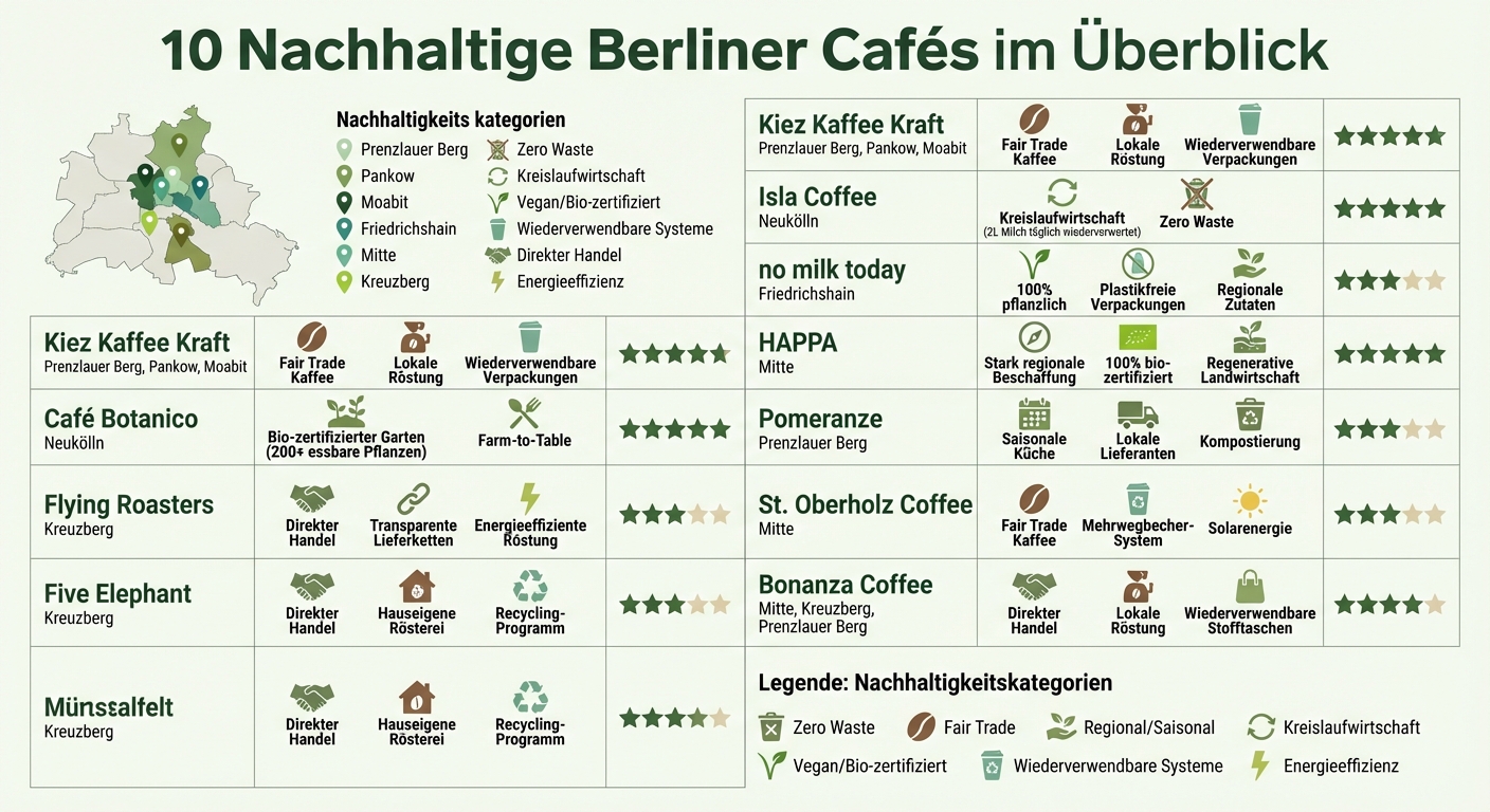 10 nachhaltige Berliner Cafés im Vergleich: Standorte und Nachhaltigkeitsmerkmale