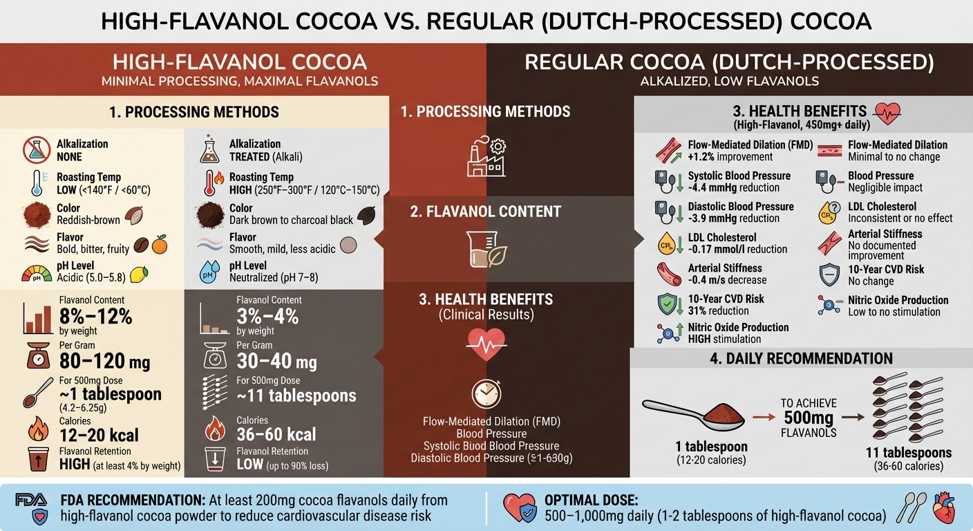 High-Flavanol vs Regular Cocoa: Processing, Flavanol Content, and Health Benefits Comparison