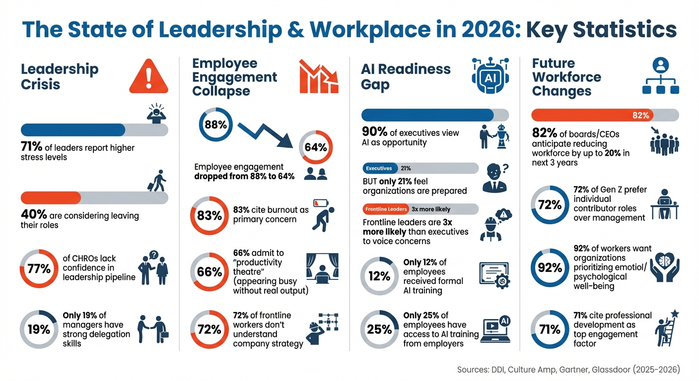 2026 Workplace Leadership Statistics: AI Readiness, Burnout, and Engagement Crisis