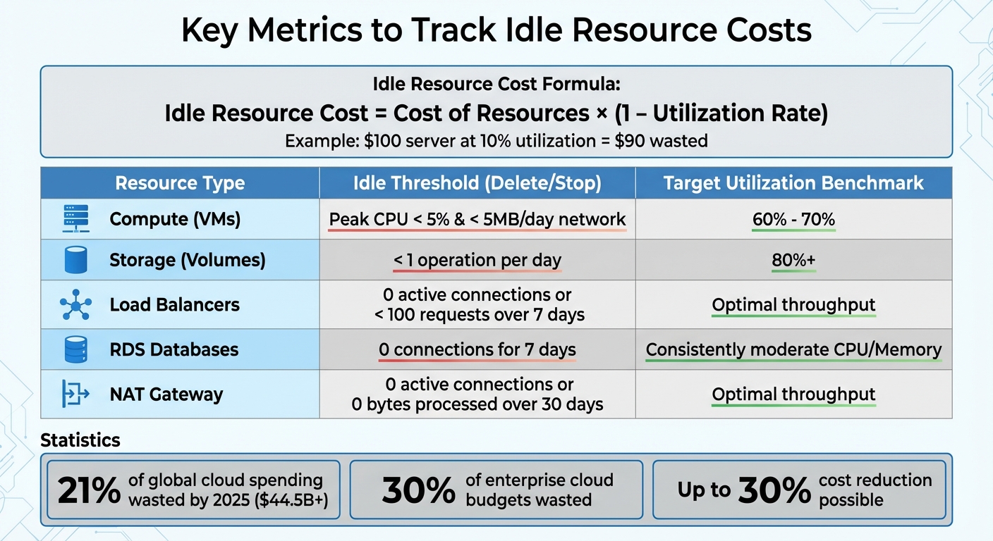 Cloud Idle Resource Cost Metrics and Thresholds by Resource Type