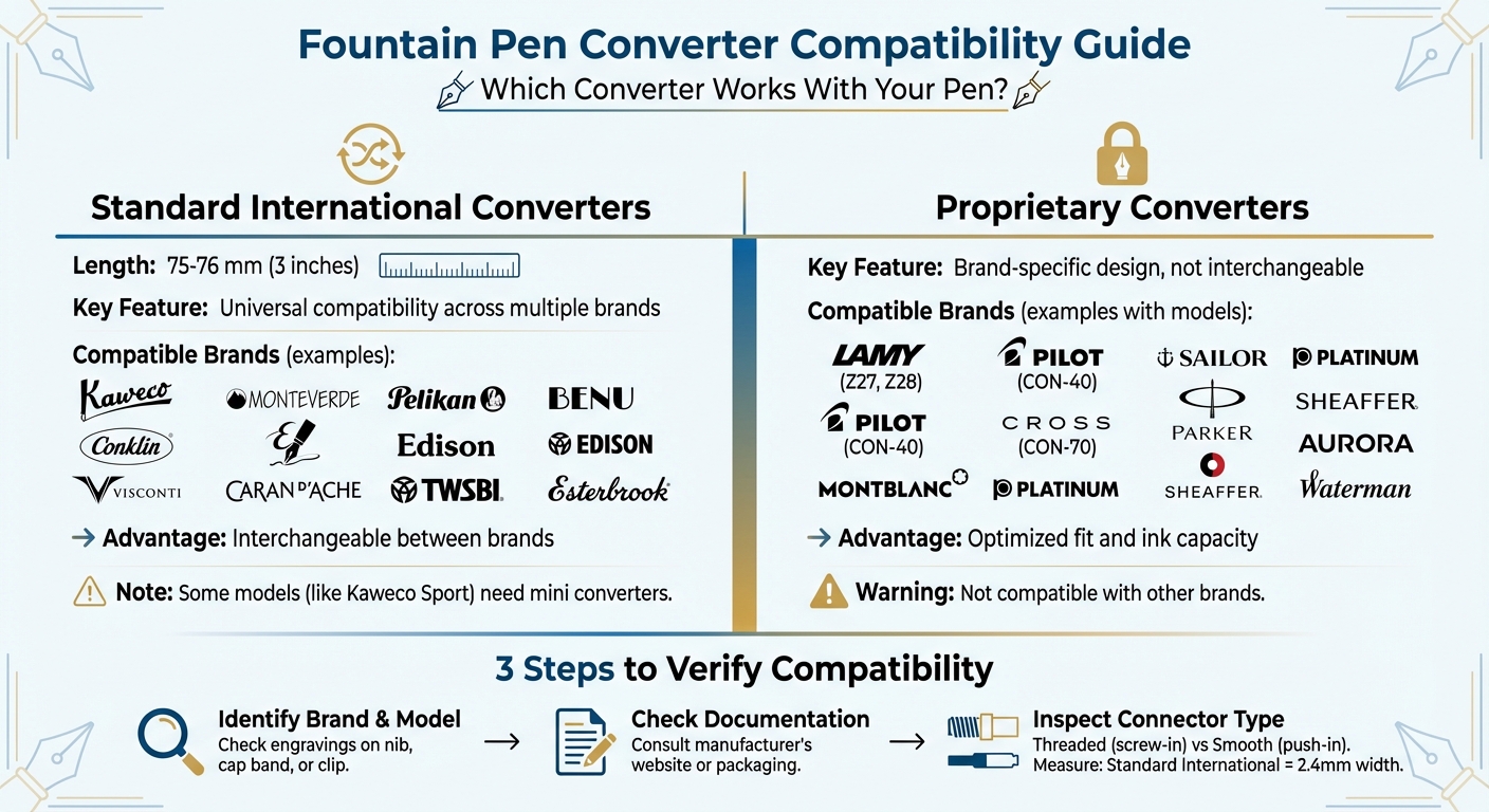 Standard International vs Proprietary Fountain Pen Converters Comparison Guide