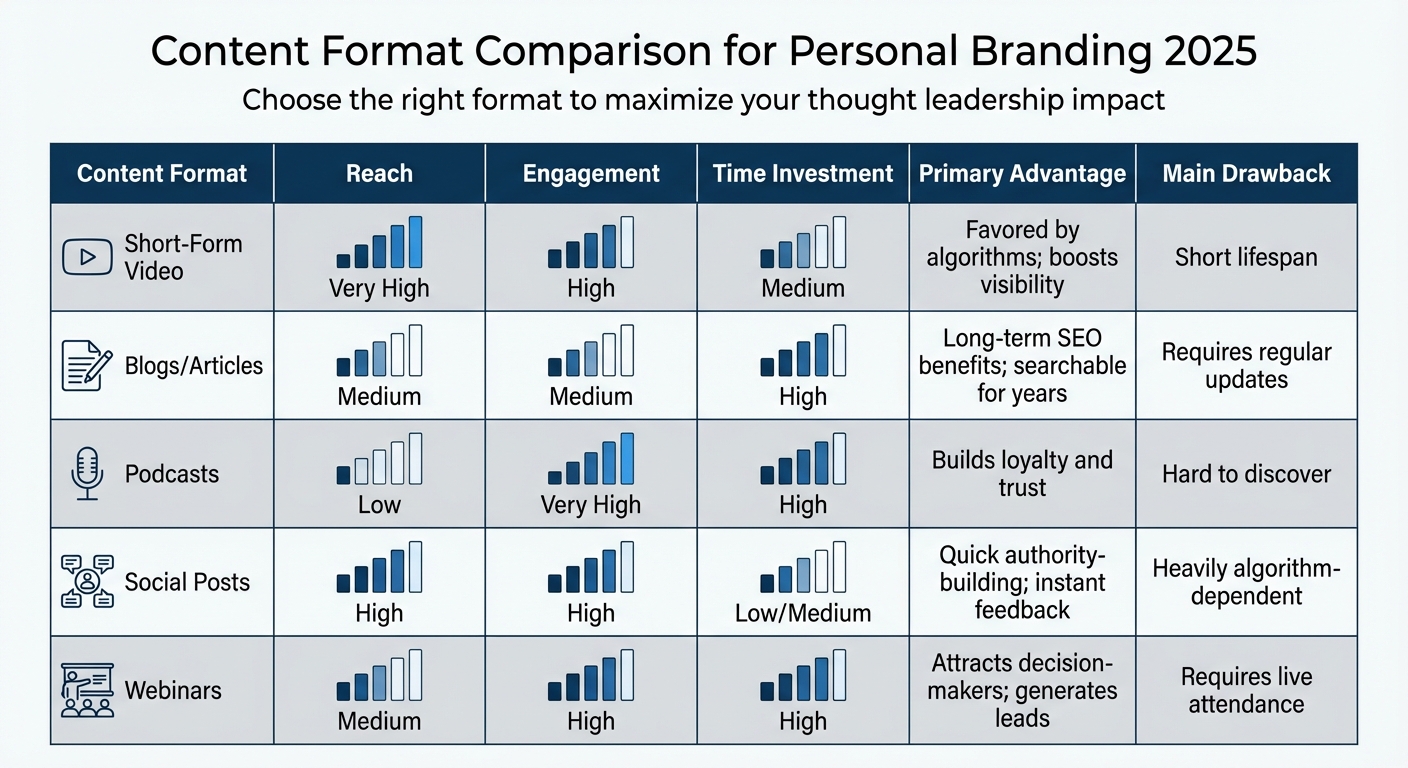 Content Format Comparison for Personal Branding 2025