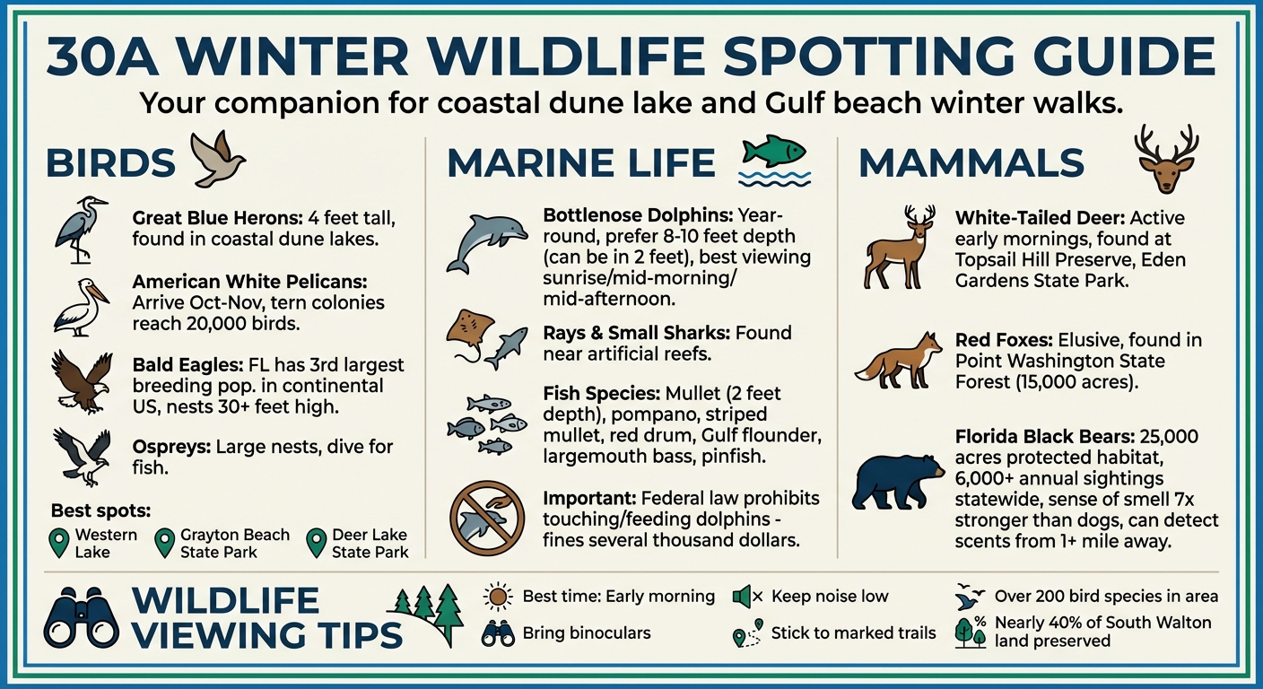 Winter Wildlife Guide for 30A: Birds, Marine Life, and Mammals to Spot