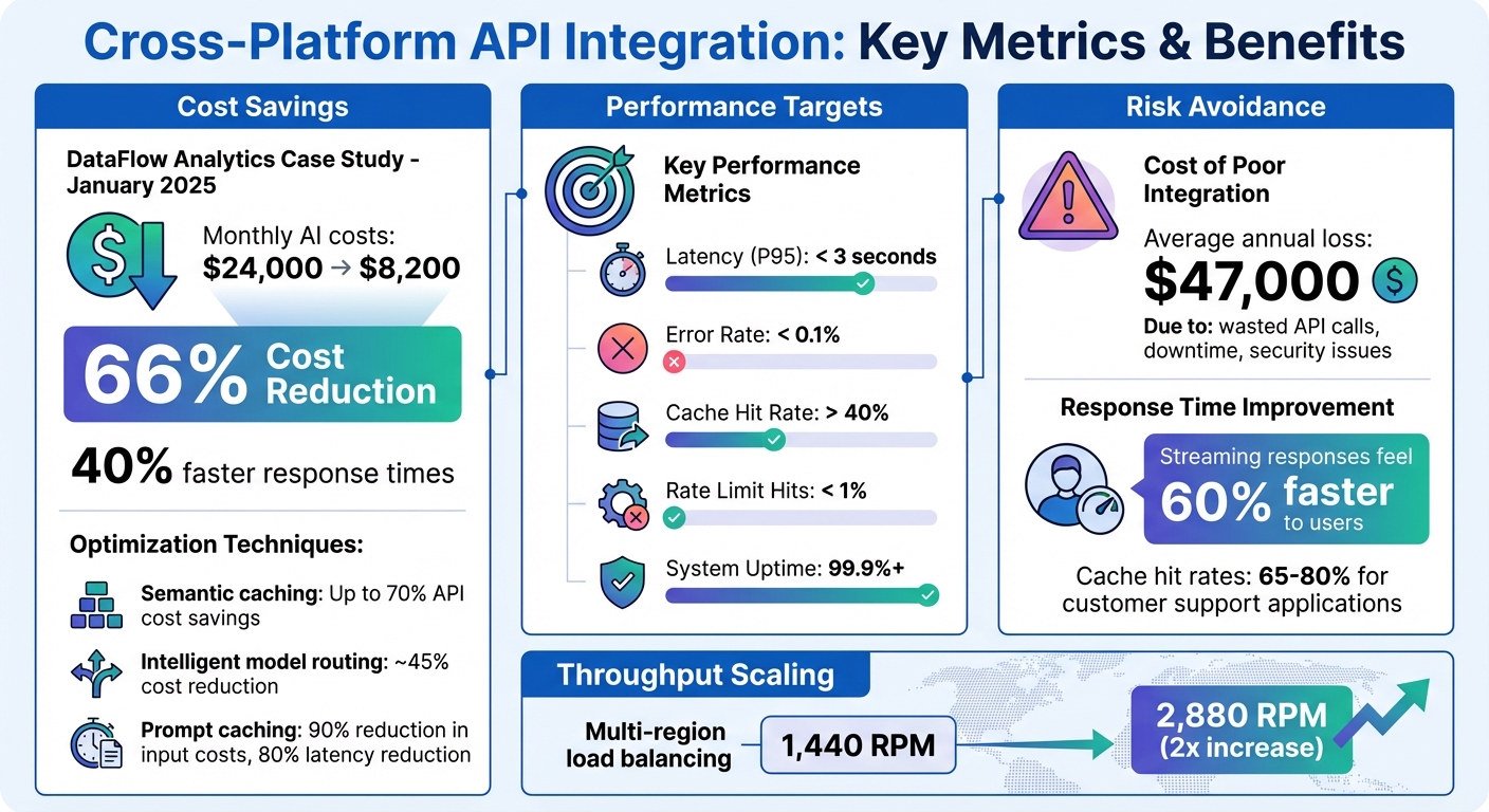 Cross-Platform API Integration: Cost Savings and Performance Metrics