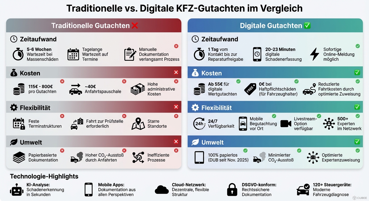 Vergleich: Traditionelle vs. Digitale KFZ-Gutachten