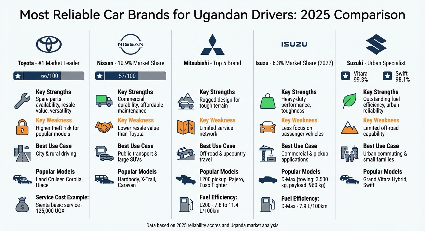 Top 5 Most Reliable Car Brands for Uganda: Comparison Chart