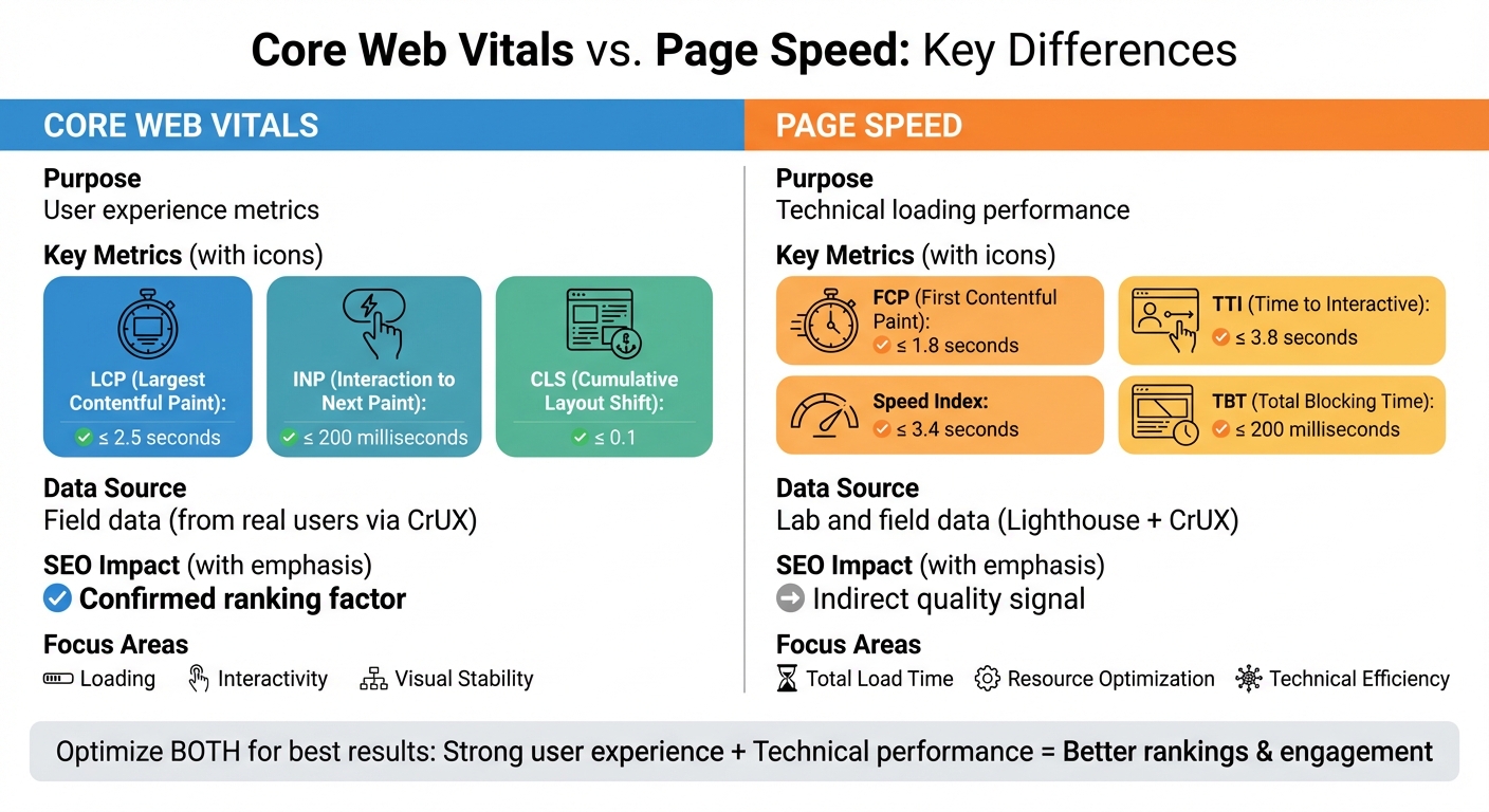 Core Web Vitals vs Page Speed: Key Metrics and Differences Comparison