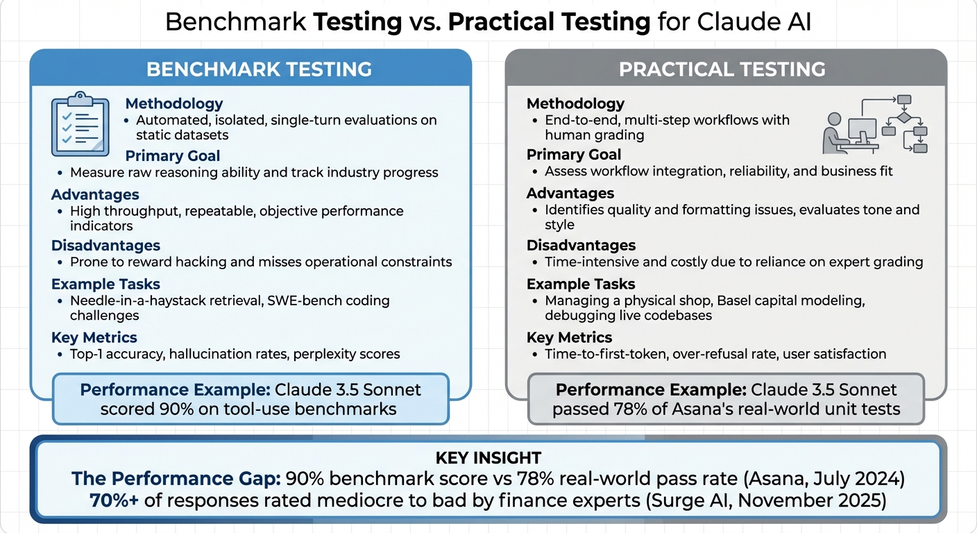 Benchmark Testing vs Practical Testing: Key Differences for AI Models
