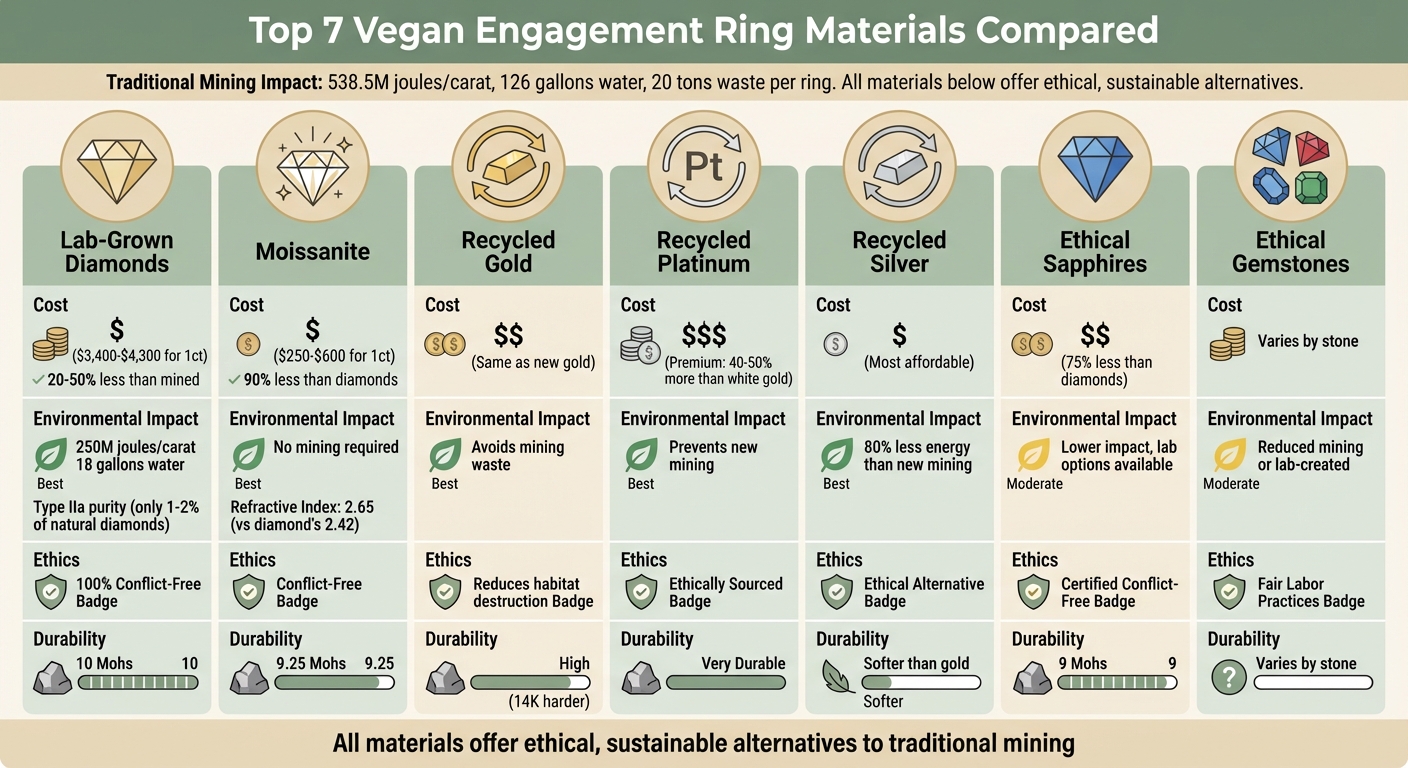 Vegan Engagement Ring Materials: Cost, Sustainability & Durability Comparison