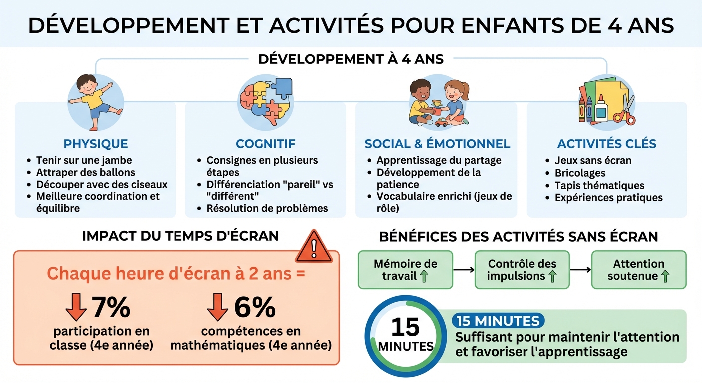 Développement de l'enfant de 4 ans : capacités et activités recommandées