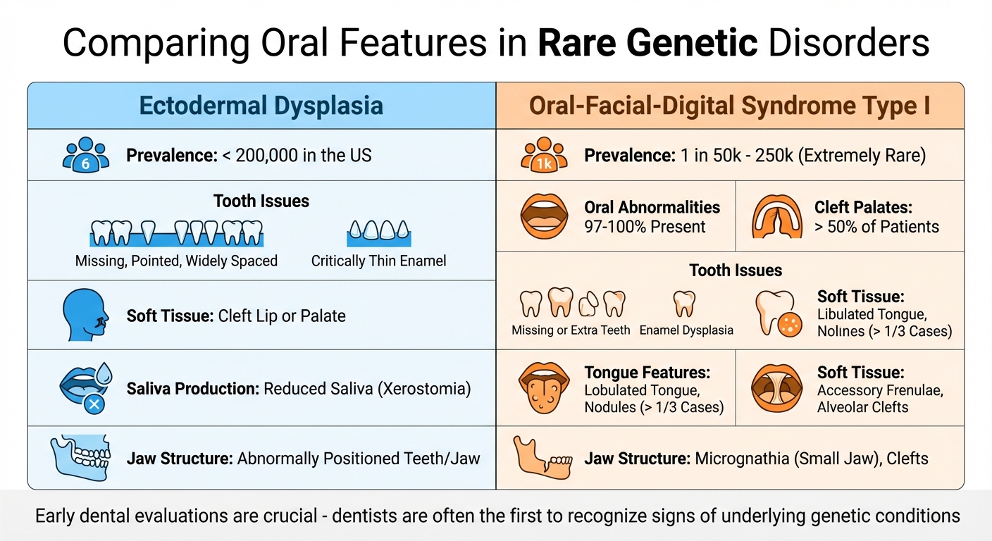 Oral Features Comparison: Ectodermal Dysplasia vs Oral-Facial-Digital Syndrome Type I