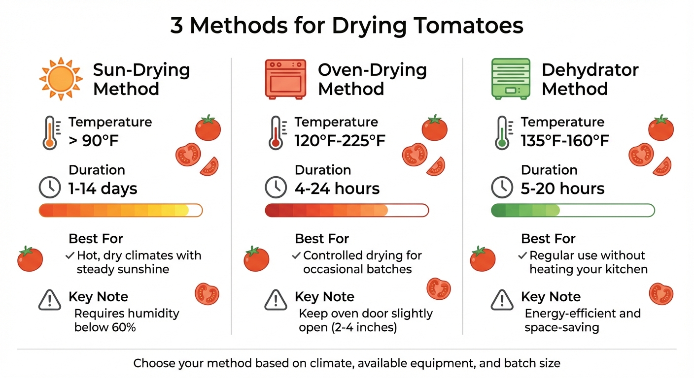 3 Methods for Drying Tomatoes: Temperature, Time & Best Use Comparison