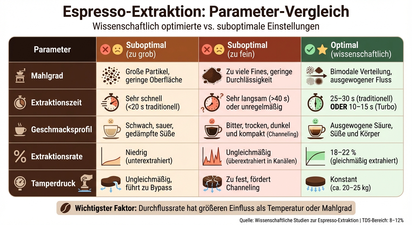 Espresso-Extraktion Parameter: Optimal vs. Suboptimal im Vergleich