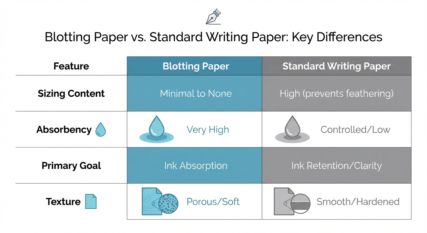 Blotting Paper vs Standard Writing Paper Comparison