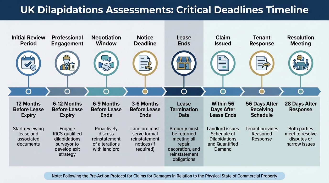 Dilapidations Assessment Timeline: Key Deadlines from 12 Months Before Lease Expiry