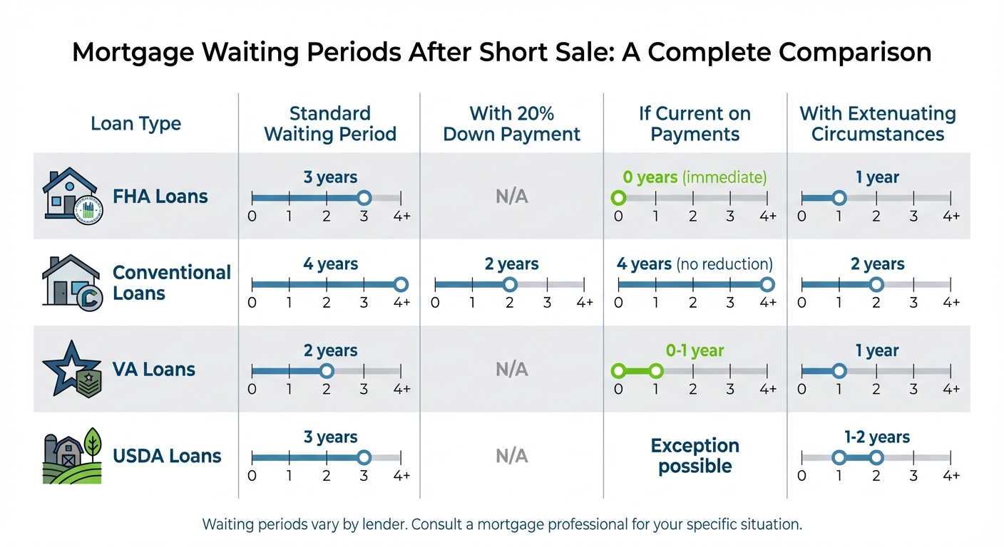 Mortgage Waiting Periods After Short Sale by Loan Type