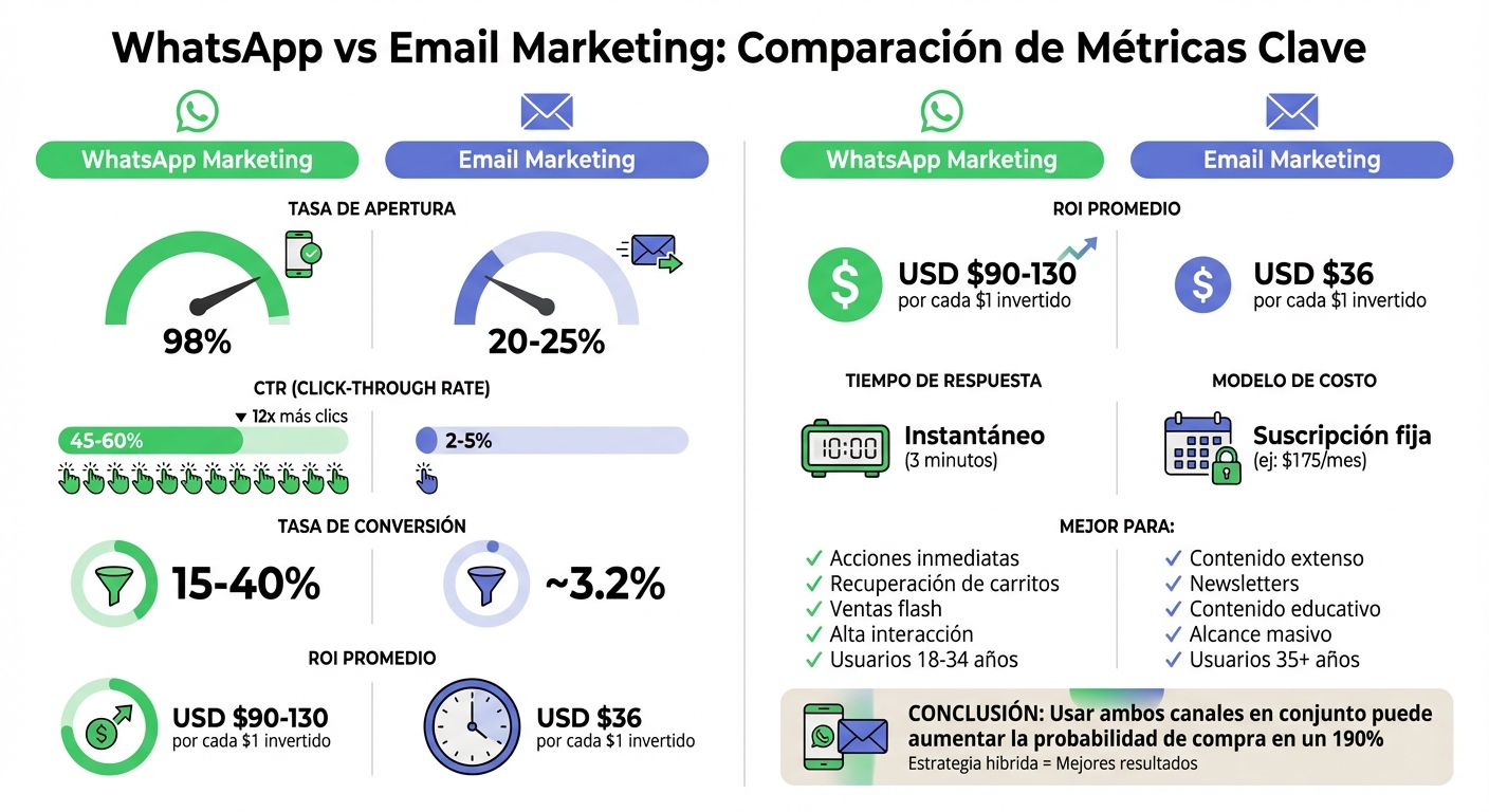 WhatsApp vs Email Marketing: Comparación de Métricas Clave 2024
