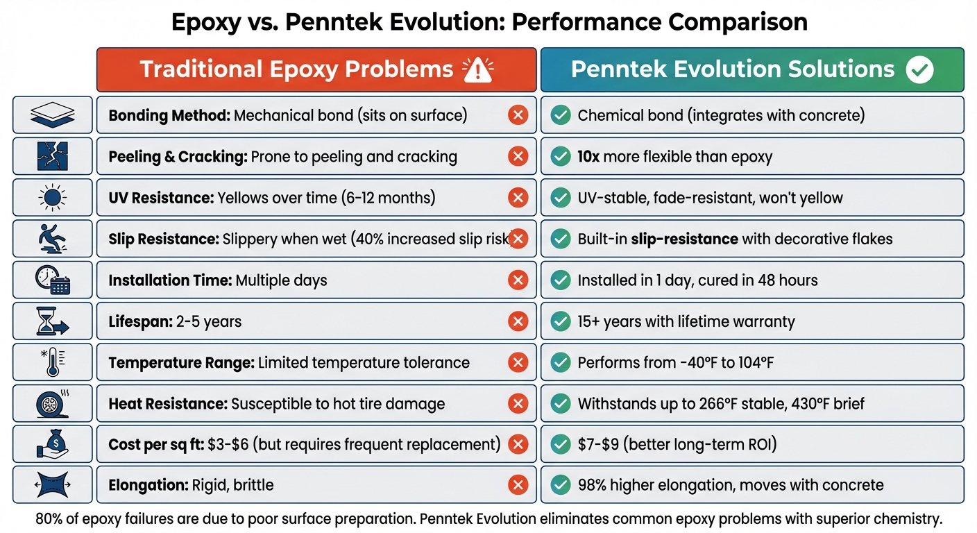 Common Problems With Epoxy Garage Floors 6 Epoxy Vs Penntek Evolution Polyurea Coating Comparison