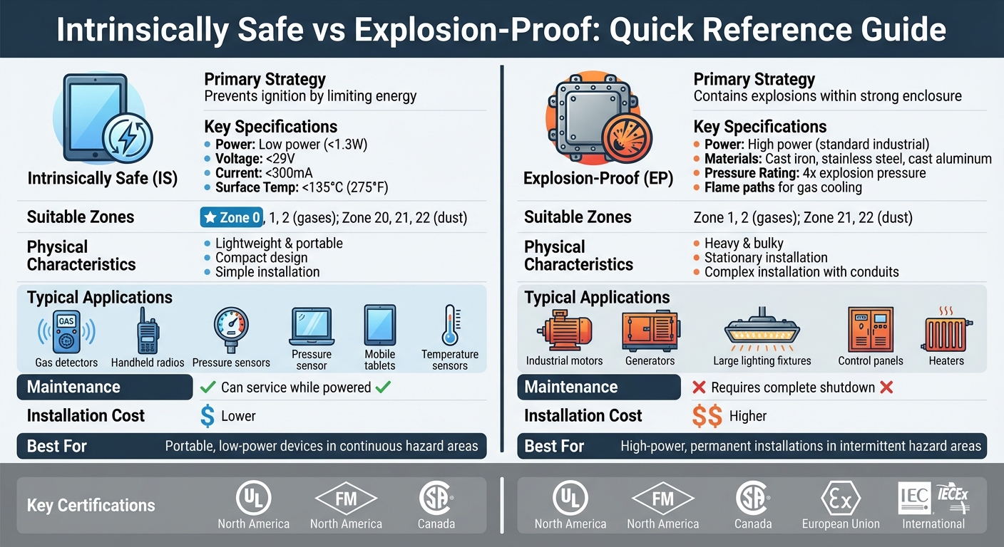 Intrinsically Safe vs Explosion-Proof Equipment Comparison Chart
