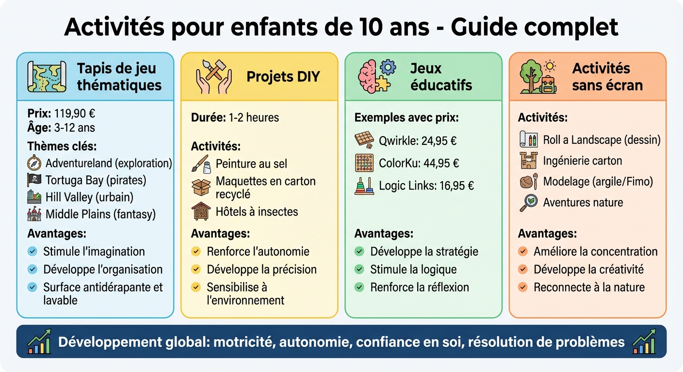 4 catégories d'activités pour enfants de 10 ans : développement et bienfaits
