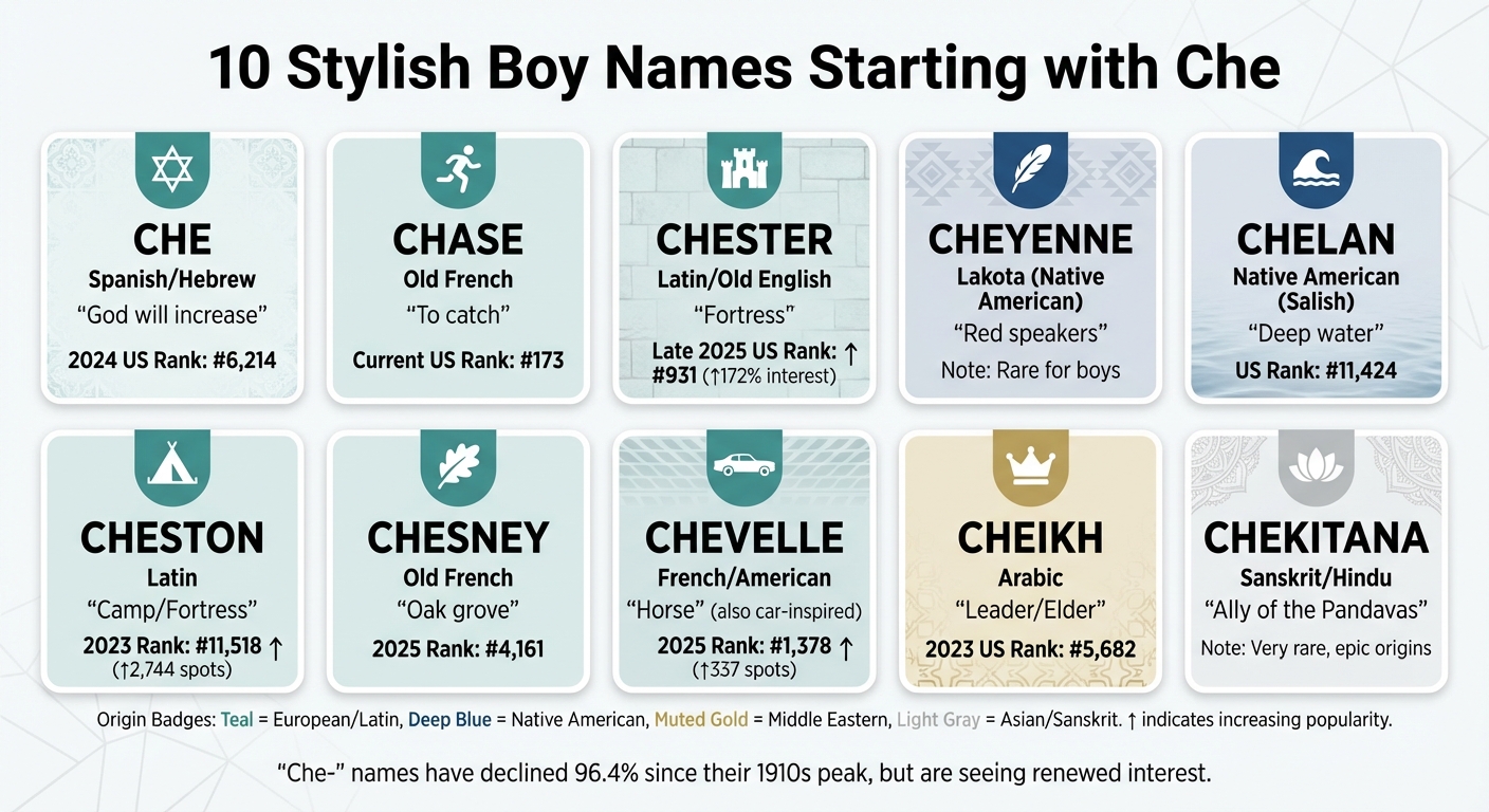 10 Stylish Boy Names Starting with Che: Meanings, Origins, and Popularity Rankings