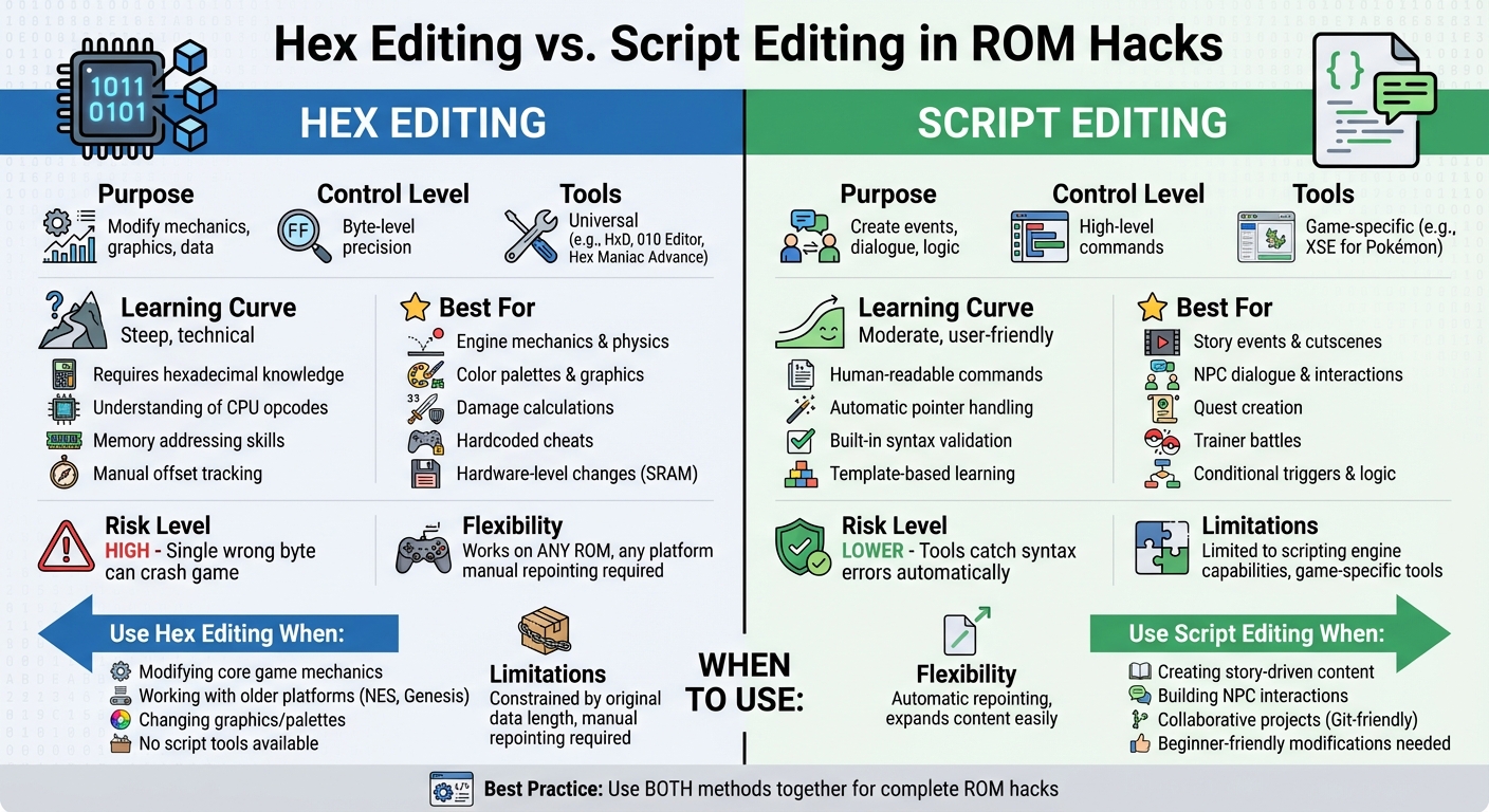 Hex Editing vs Script Editing in ROM Hacking: Complete Comparison Guide