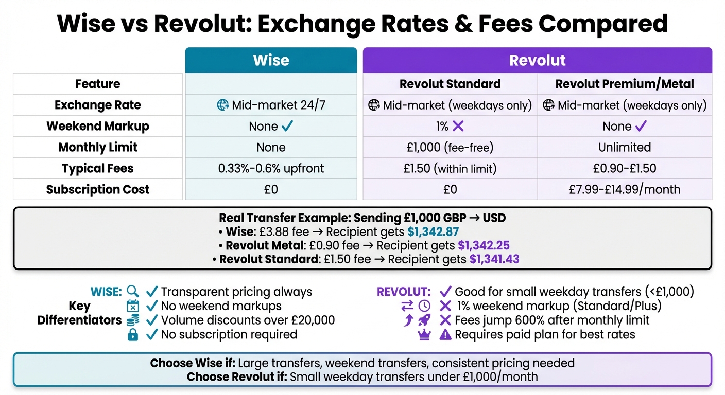 Wise vs Revolut Exchange Rates and Fees Comparison