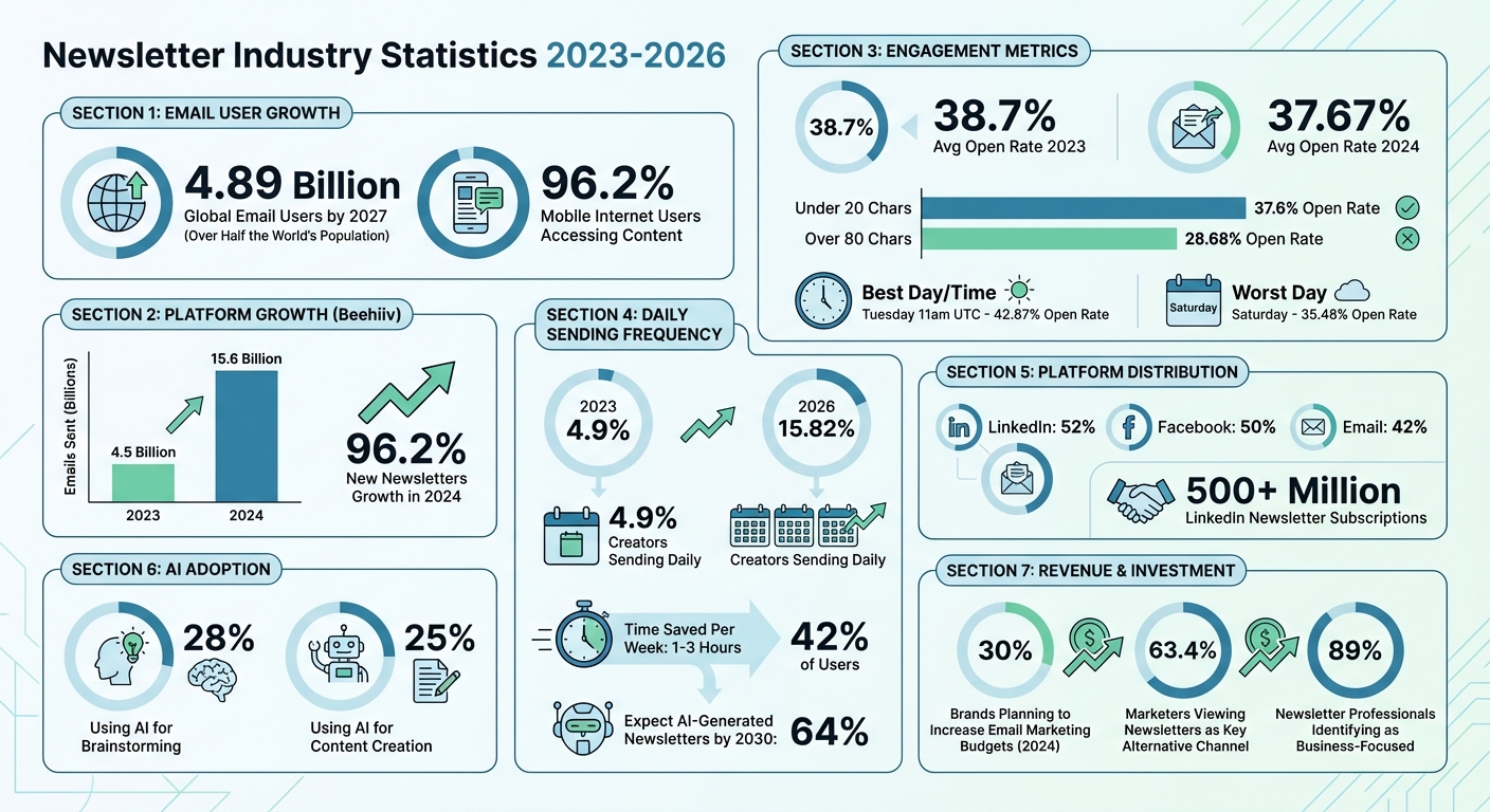 Newsletter Industry Statistics 2023-2026: Growth, Engagement & Revenue Trends