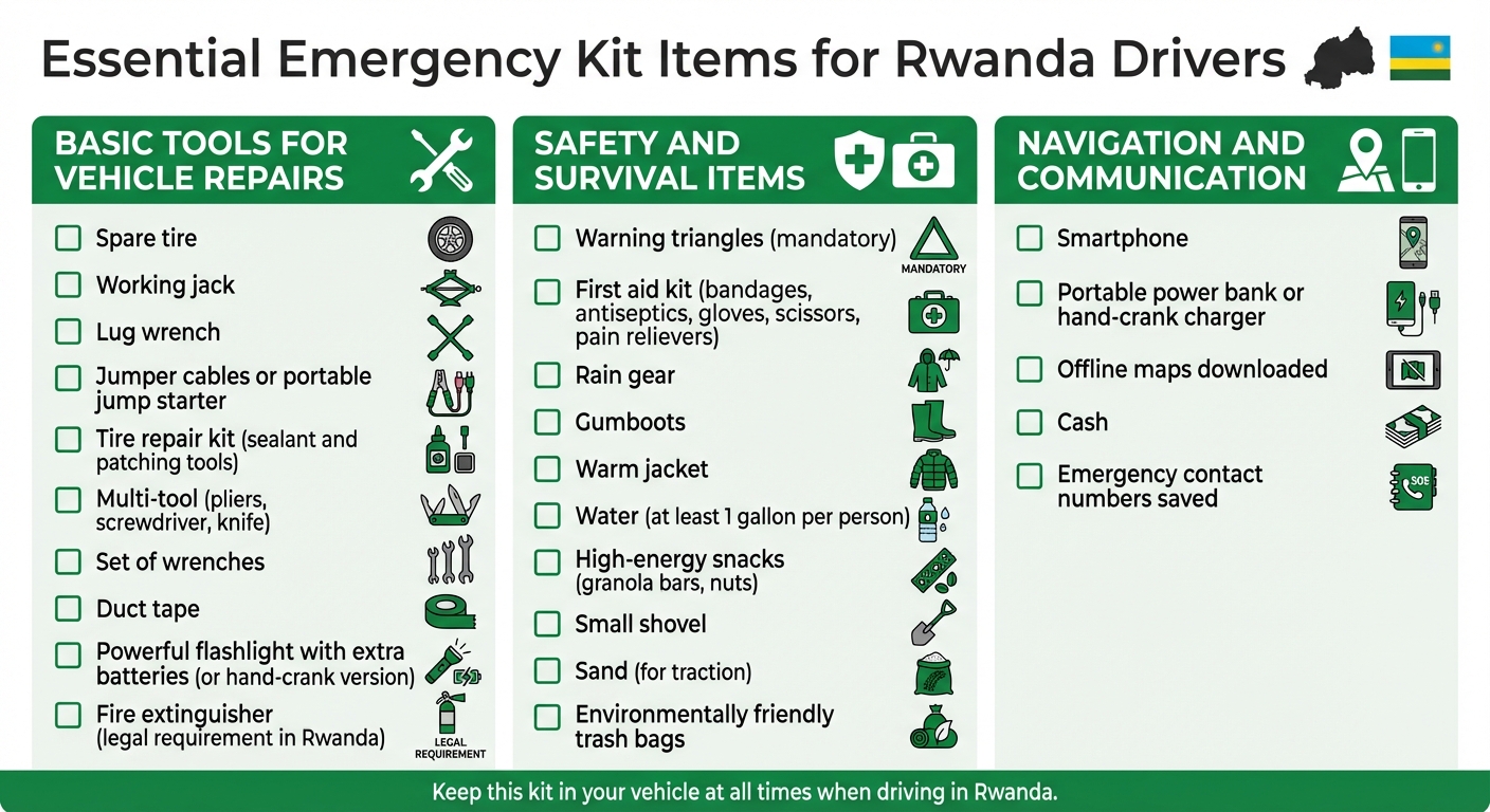 Essential Emergency Kit Items for Rwanda Drivers