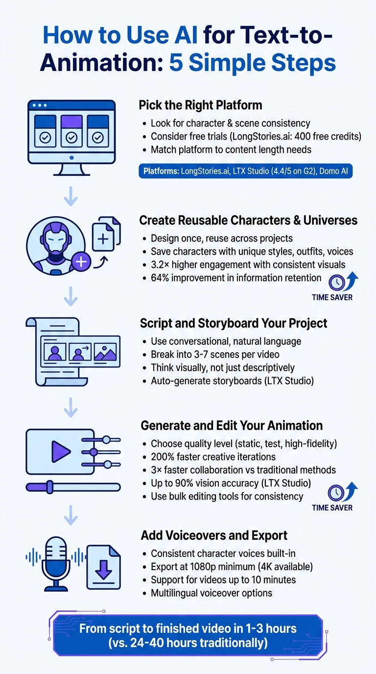 5-Step AI Text-to-Animation Workflow Guide